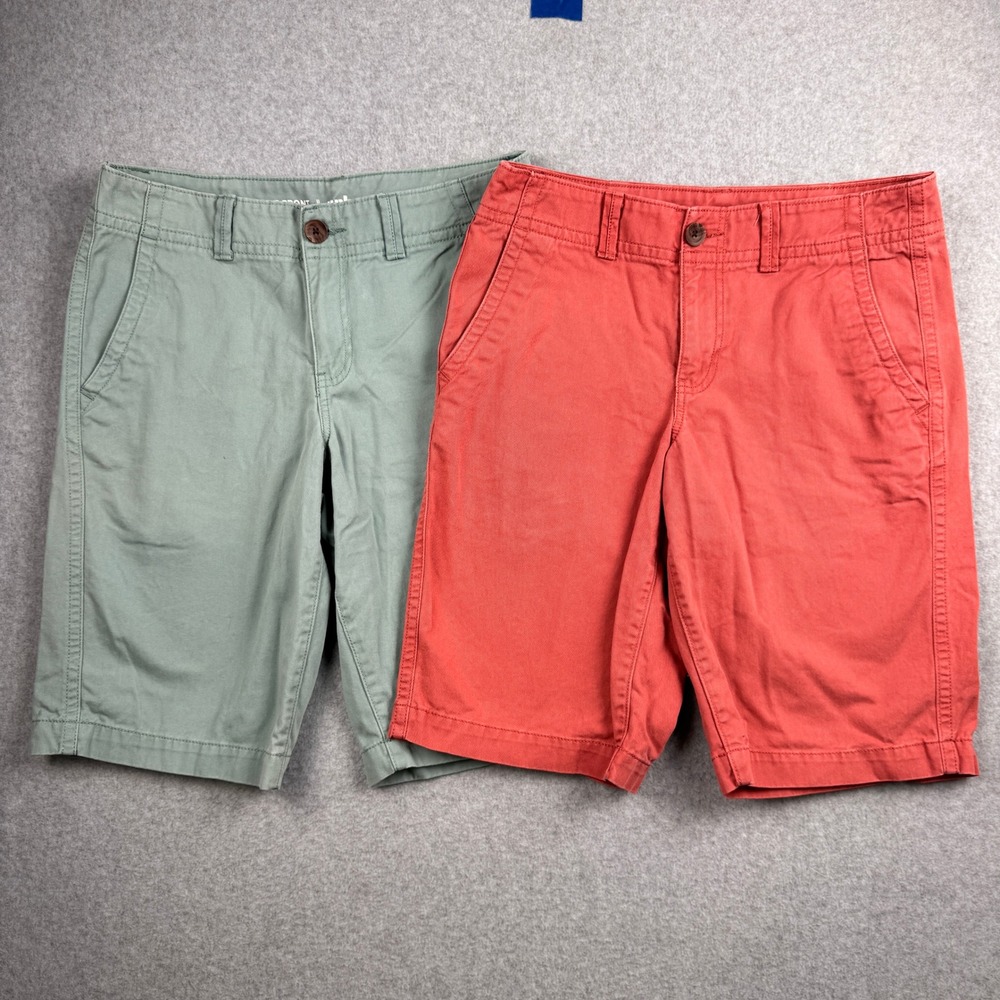 Urban Pipeline Chino Shorts Mens 30 LOT of 2 Green Red Flat Front Cotton Canvas